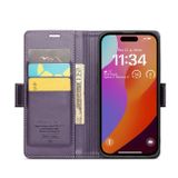 Peňaženkové kožené puzdro CaseMe na iPhone 15 Pro Max - Pearly Purple