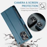 Peňaženkové kožené puzdro CaseMe Litchi na iPhone 15 Pro - Modrá