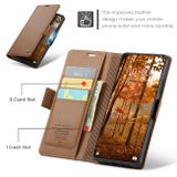 Peňaženkové kožené puzdro CaseMe Litchi na Xiaomi 14 Pro - Hnedá