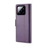 Peňaženkové kožené puzdro CaseMe Litchi na Xiaomi 14 - Perleťová fialová