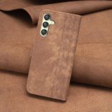 Peňaženkové kožené puzdro Plaid na Samsung Galaxy A24 - Hnedá
