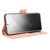 Peňaženkové kožené puzdro Calf Slots na Xiaomi 14 Pro - Ružová