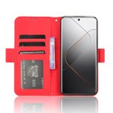 Peňaženkové kožené puzdro Calf Slots na Xiaomi 14 Pro - Červená
