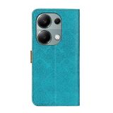 Peňaženkové kožené puzdro Floral na Xiaomi Redmi Note 13 Pro 4G - Modrá