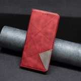 Peňaženkové kožené puzdro Rhombus Texture na Xiaomi Redmi Note 13 4G - Červená