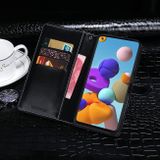 Peňaženkové kožené puzdro na Samsung Galaxy A21s - Čierny