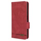 Peňaženkové kožené puzdro Clasp na Xiaomi Redmi Note 12S - Červená