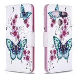 Peňaženkové kožené puzdro na LG K61 - Peach Blossom and Butterfly