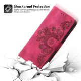Peňaženkové kožené puzdro Flowers Embossed na Huawei Nova 11 – Vínovo červená
