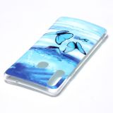 Luminous TPU Soft Protective Case (Modré Motýle) Pre Samsung Galaxy A20s