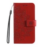 Peňaženkové kožené puzdro 7-petals Texture na Xiaomi 13T / 13T Pro - Červená