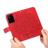 Peňaženkové kožené puzdro 7-petals Texture na Xiaomi 13T / 13T Pro - Červená