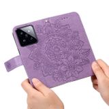 Peňaženkové kožené puzdro 7-petals na Xiaomi 14 Pro - Svetlo fialová