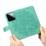 Peňaženkové kožené puzdro 7-petals na Xiaomi 14 - Zelená