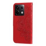 Peňaženkové kožené puzdro 7-petals na Xiaomi Redmi Note 13 Pro - Červená