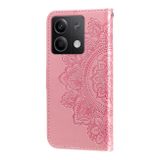 Peňaženkové kožené puzdro 7-petals na Xiaomi Redmi Note 13 - Ružové zlato