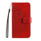 Peňaženkové kožené puzdro 7-petals na Xiaomi Redmi Note 13 4G - Červená