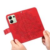 Peňaženkové kožené puzdro 7-petals na Xiaomi Redmi Note 13 4G - Červená