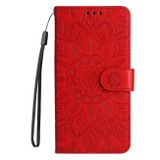 Peňaženkové kožené puzdro Sunflower na Xiaomi Redmi Note 12S - Červená