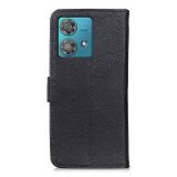 Peňaženkové kožené puzdro KHAZNEH Cowhide na Motorola Edge 40 Neo - Čierna