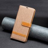 Peňaženkové kožené puzdro Denim na Xiaomi Redmi 12 - Hnedá