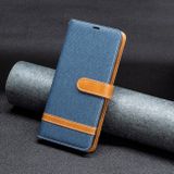 Peňaženkové kožené puzdro Block Denim na Xiaomi Redmi 13C - Tmavomodrá