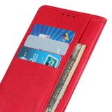 Peňaženkové kožené puzdro na LG Velvet - Červená