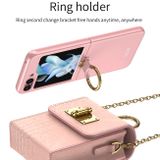 Peňaženkové kožené puzdro GKK Crocodile na Samsung Galaxy Z Flip4 - Ružová