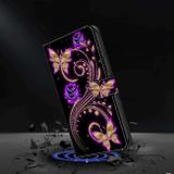 Peňaženkové 3D puzdro na Xiaomi 13 Lite - Purple Flower Butterfly