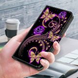 Peňaženkové 3D puzdro na Xiaomi 13 Lite - Purple Flower Butterfly