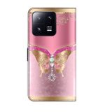 Peňaženkové puzdro Crystal na Xiaomi 13 Pro - Pink Bottom Butterfly