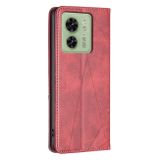 Peňaženkové kožené puzdro Rhombus Texture na Motorola Edge 40 - Červená