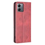 Peňaženkové kožené puzdro Rhombus Texture na Motorola G14 - Červená