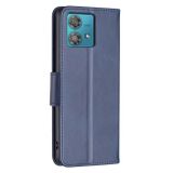 Peňaženkové kožené puzdro Lambskin na Motorola Edge 40 Neo - Modrá