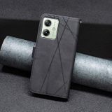 Peňaženkové kožené puzdro Rhombus Texture na Moto G54 5G / G54 5G Power Edition - Čierna