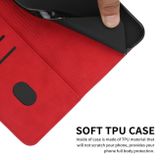 Peňaženkové kožené puzdro Splicing na Xiaomi Redmi Note 13 - Červená