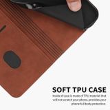 Peňaženkové kožené puzdro Splicing na Xiaomi 14 - Hnedá