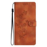 Peňaženkové kožené puzdro Flower Butterfly na Xiaomi Redmi Note 12S - Hnedá