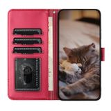 Peňaženkové kožené puzdro Cat na Samsung Galaxy S23 FE - Červená