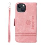 Peňaženkové kožené puzdro BETOPNICE na iPhone 15 Plus – Ružová