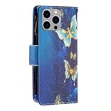 Peňaženkové kožené puzdro na iPhone 15 Pro Max - Gold Butterfly