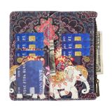 Peňaženkové kožené puzdro Colored Drawing Pattern na iPhone 15 Plus – Kvetinový slon