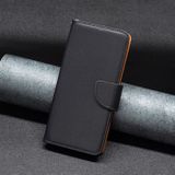 Peňaženkové kožené puzdro LITCHI na iPhone 15 Plus - Čierna