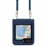 Peňaženkové kožené puzdro Crossbody na Samsung Galaxy Z Flip 5 - Modrá
