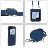 Peňaženkové kožené puzdro Crossbody na Samsung Galaxy Z Flip 5 - Modrá