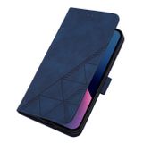 Peňaženkové kožené puzdro CROSSBODY na iPhone 15 Plus – Modrá