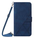 Peňaženkové kožené puzdro CROSSBODY na iPhone 15 - Modrá