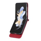Peňaženkové kožené puzdro Dierfeng Dream na Samsung Galaxy Z Flip 5 - Červená