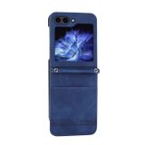 Peňaženkové kožené puzdro Dierfeng Dream na Samsung Galaxy Z Flip 5 - Modrá