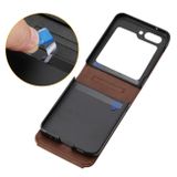 Peňaženkové kožené puzdro Cubic na Samsung Galaxy Z Flip 5 - Hnedá